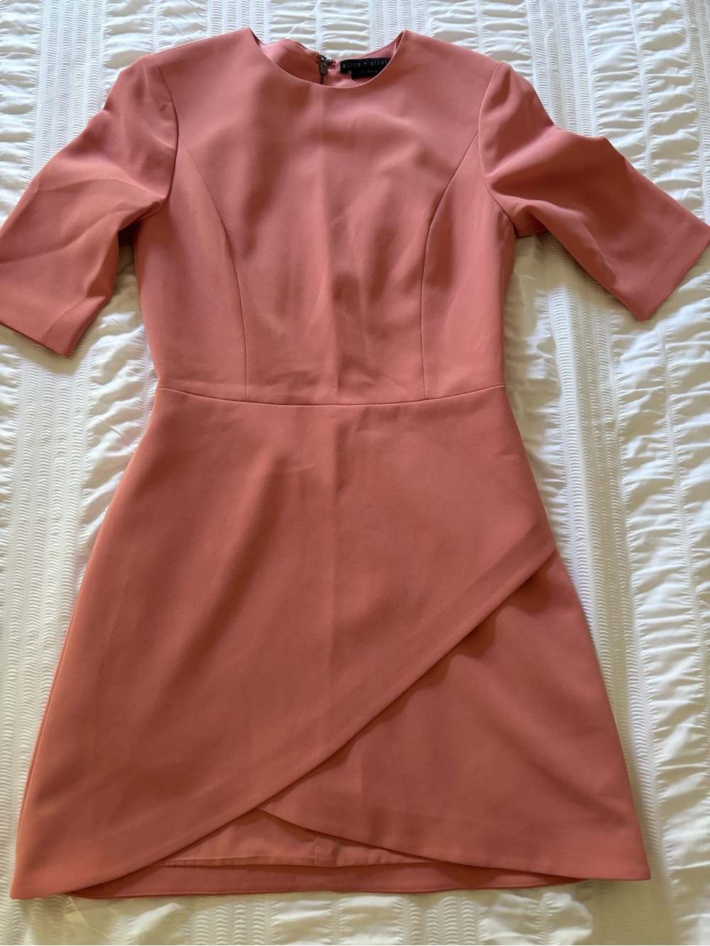 Alice + Olivia Dusty Rose Short Sleeve Wrap-Overlay Mini Dress